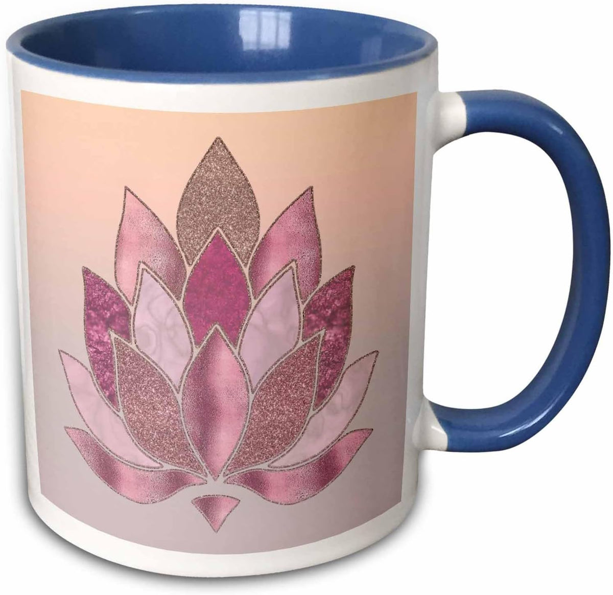 Lotus Flower Graphic With Pattern Of Shiny Ceramic Mug