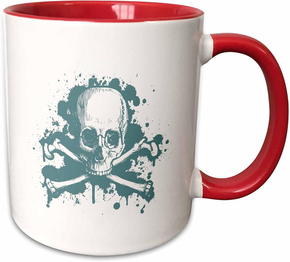 Grunge Skull Crossbones Blue Drips Splats Ceramic Mug