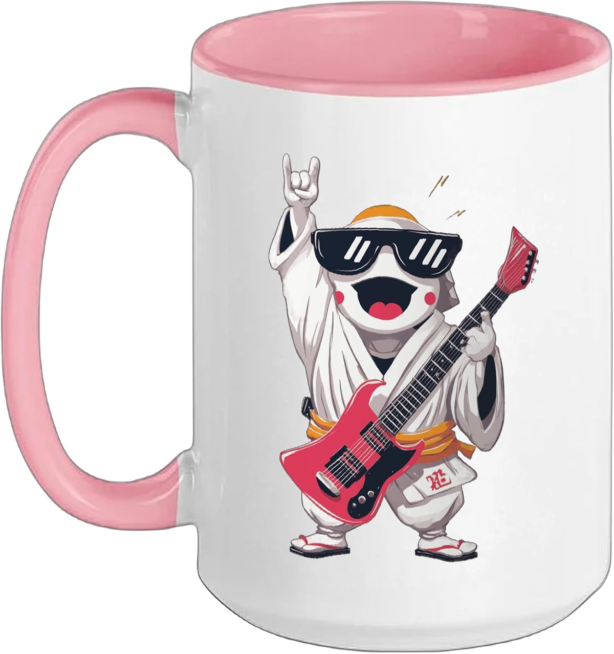 Rock Monk Electric Guitarist Kawaii Anime Cartoon Ceramic Mug