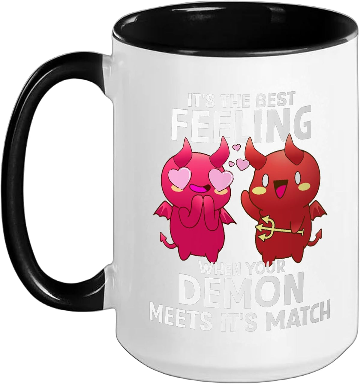 When Your Demon Meets Its Match Cute Pink Demons Ceramic Mug