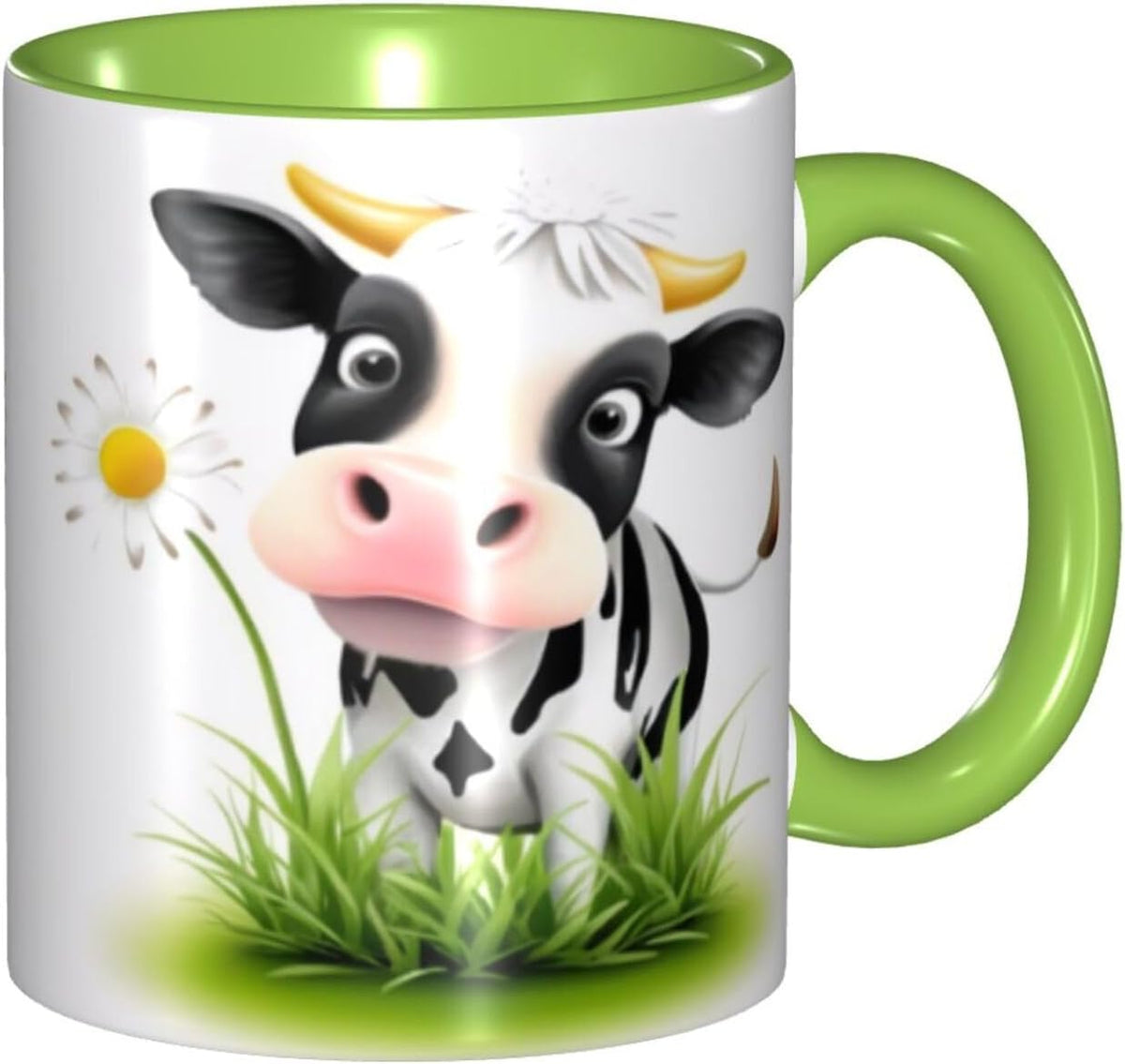 Stylish Cute Cow Printed, Colorful Inside Coffee, Double Ceramic Mug