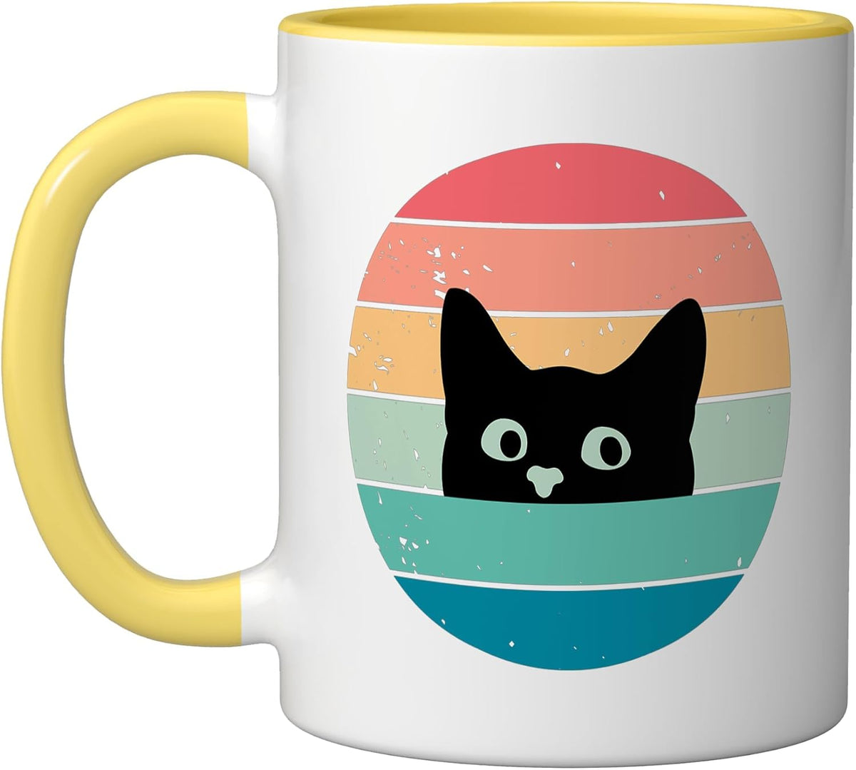Cat Retro Style Black Kitty Design For Cat Lovers Ceramic Mug