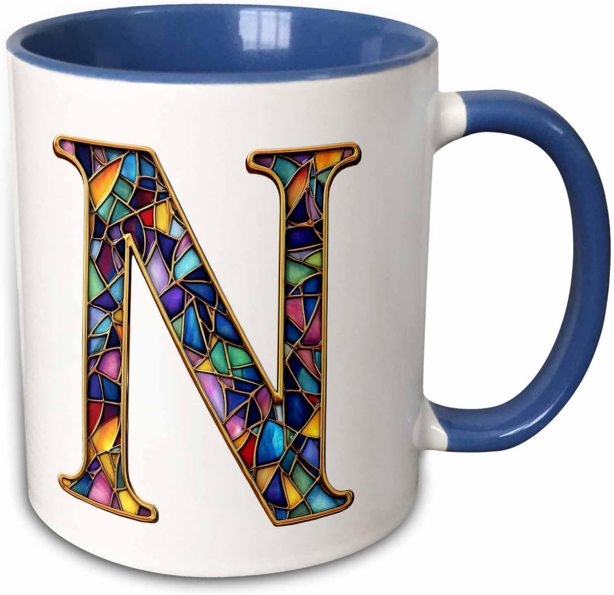 Pretty Image Of Stained Glass Letter N Ceramic Mug
