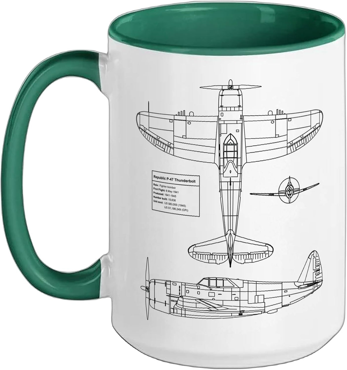 Ww2 Planes P-47 Thunderbolt Ceramic Mug