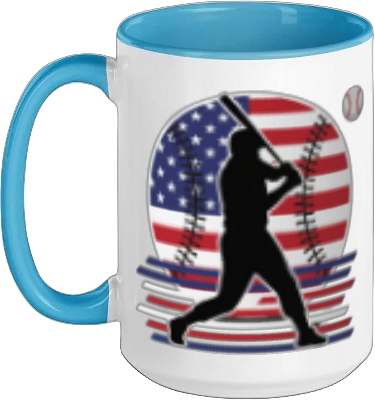 Patriotic Baseball Batter American Flag Baseball Ceramic Mug