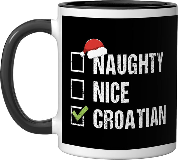 Naughty Nice Croatian Croatia Santa Christmas Ceramic Mug