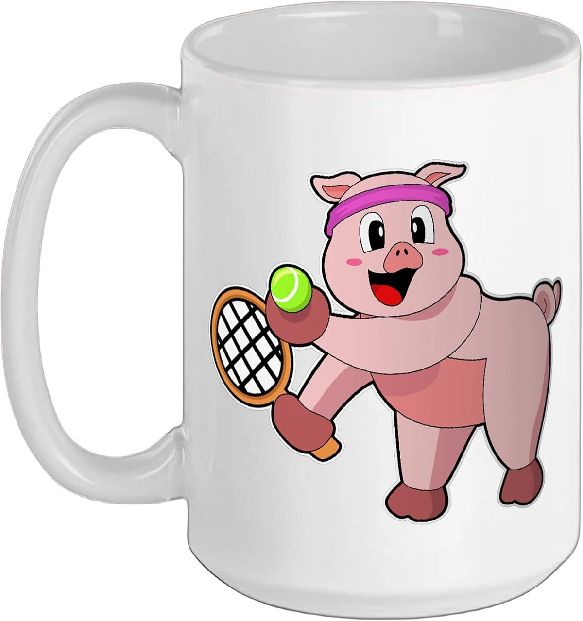 Pig Tennis Racket Sports Ceramic Mug