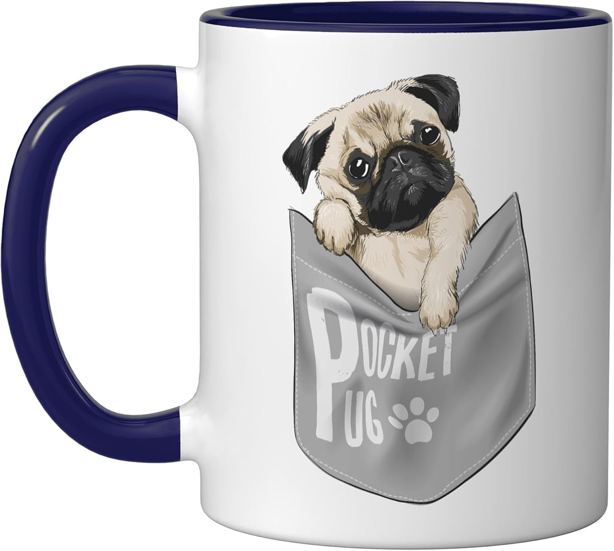 Love Pugs, Cool Pocket Pug T Shirt, Pets Dogs Graphic Ceramic Mug