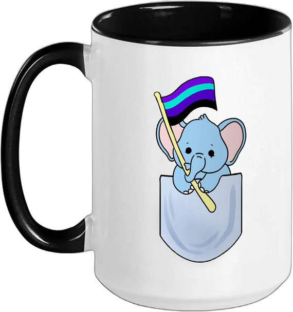Elephant In Pocket Alexigender Pride Ceramic Mug