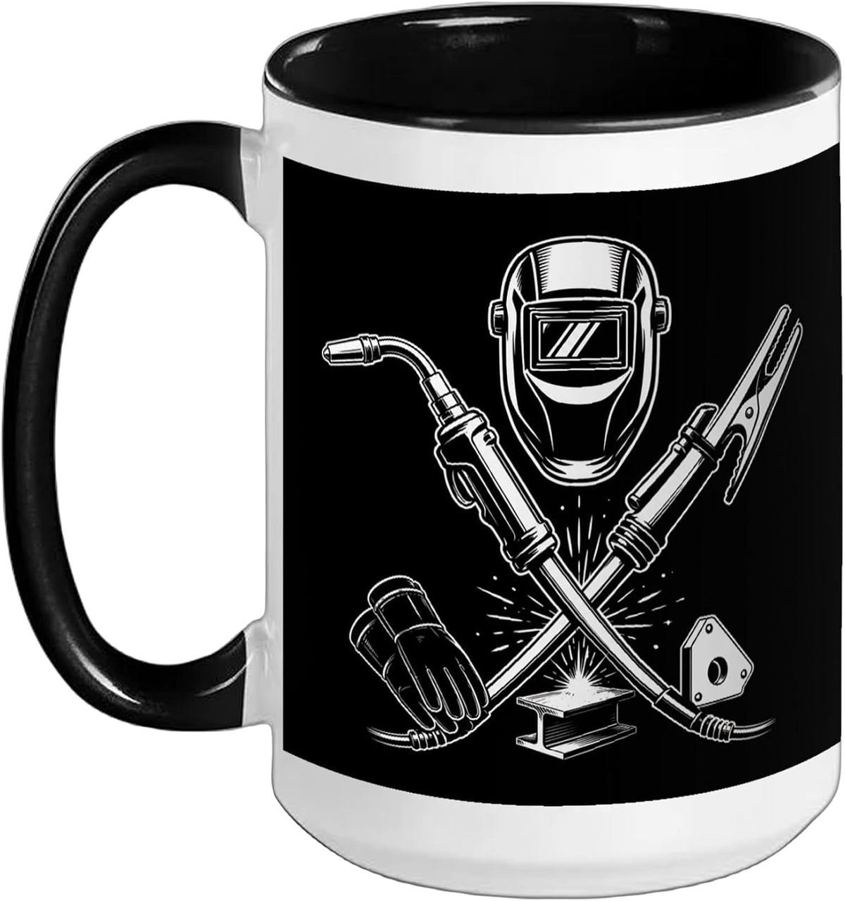 Funny Welding Tshirts Welder Welding Helmet Torch Sparks Ceramic Mug