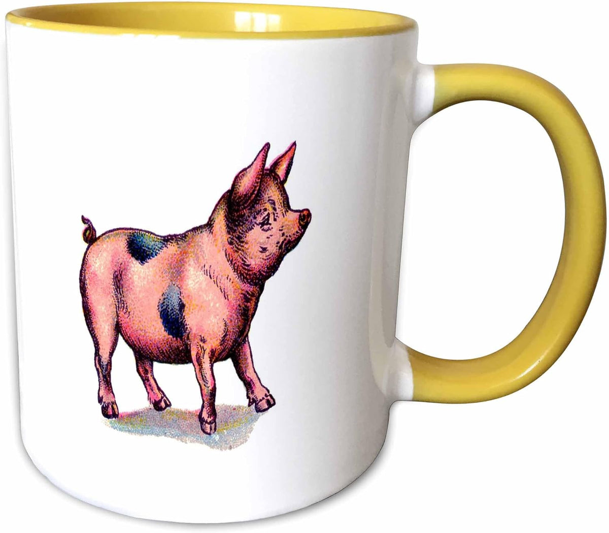Vintage Pink And Gray Pig Ceramic Mug
