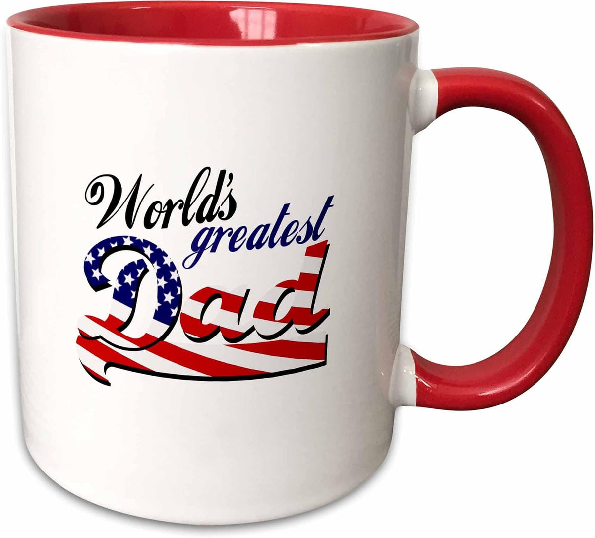 Worlds Greatest Dad With Usa American Flag - Good For Ceramic Mug
