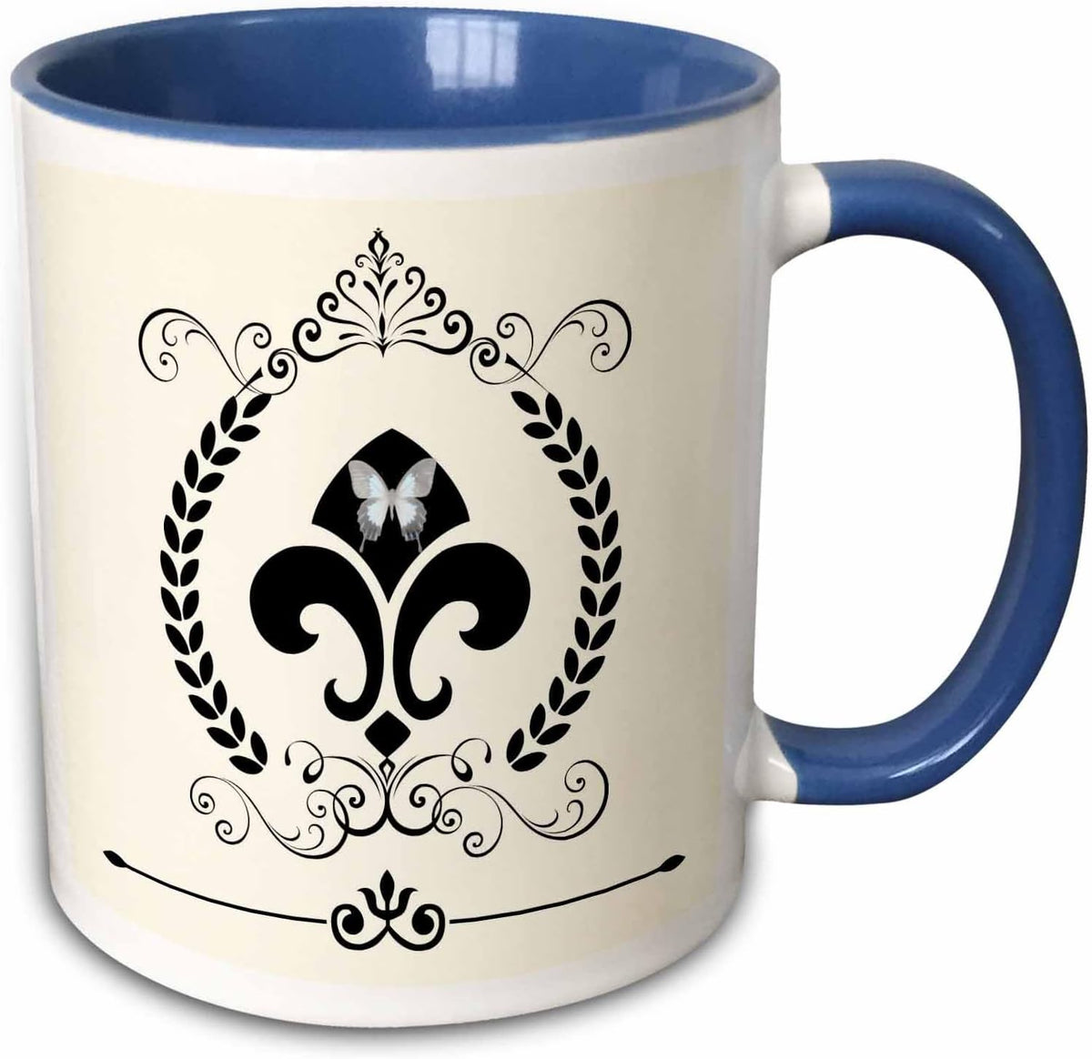 Fleur De Lis. French DéCor. Beige And Black Ceramic Mug
