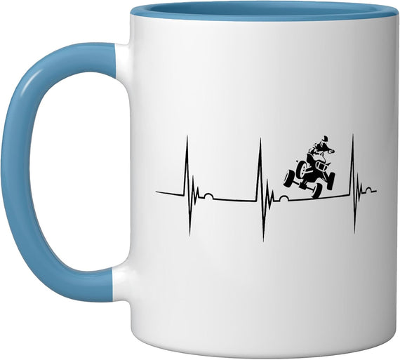 Quad Biker Heartbeat Ekg Pulse Four Wheeler Off Road Quad Ceramic Mug