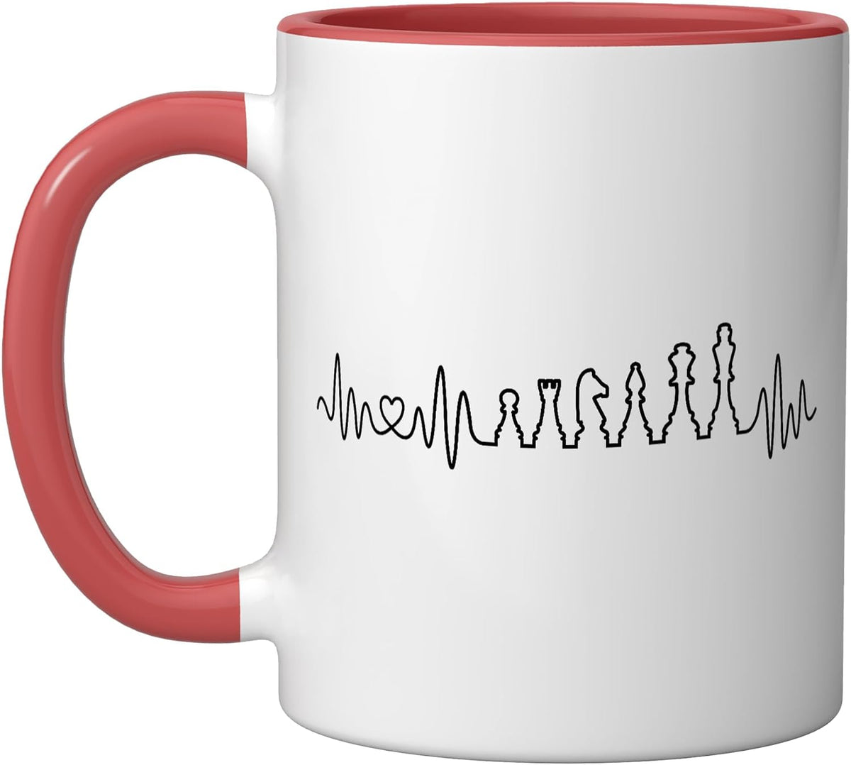 Chess Player Heartbeat With Heart For Chess Game Man Woman Ceramic Mug