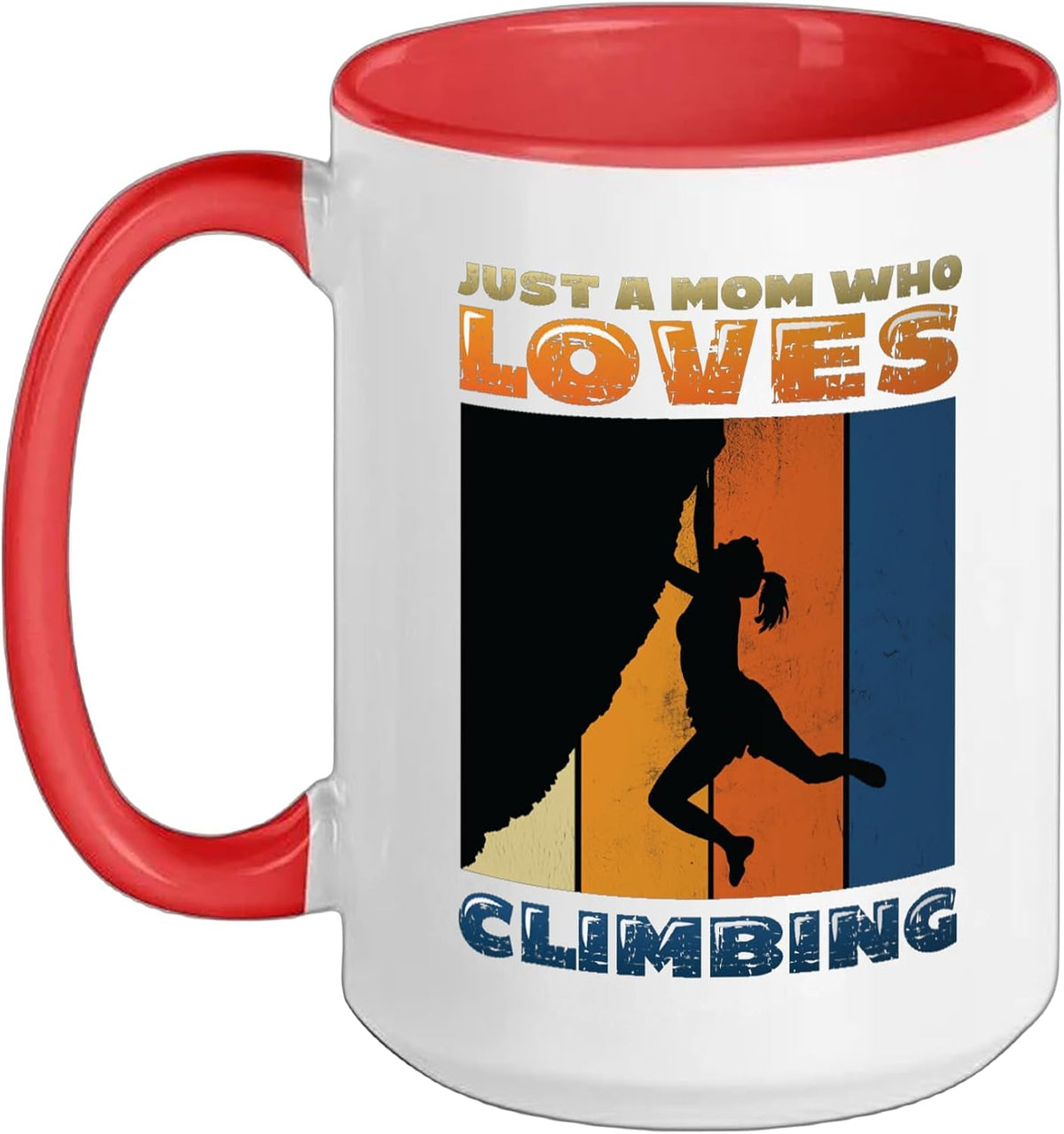 Just A Mom Who Loves Climbing Retro Sunset Ceramic Mug