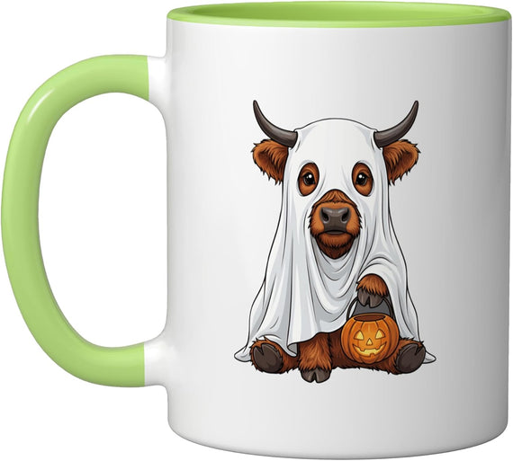 Halloween Highland Cow Pumpkin Spooky Season Costume Ceramic Mug