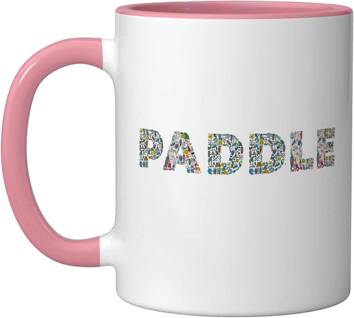 Icons Shape Collage Paddle Stuff, Kayaker Stuff, Kayaking Ceramic Mug