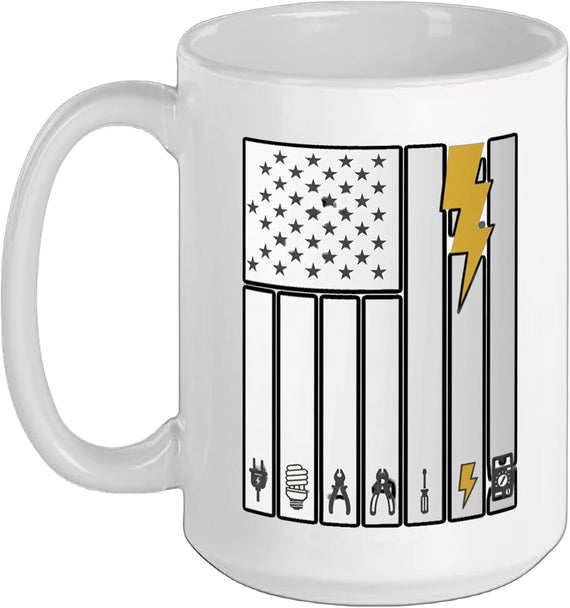 Skilled Trades American Electrician Flag, Lightning & Ceramic Mug