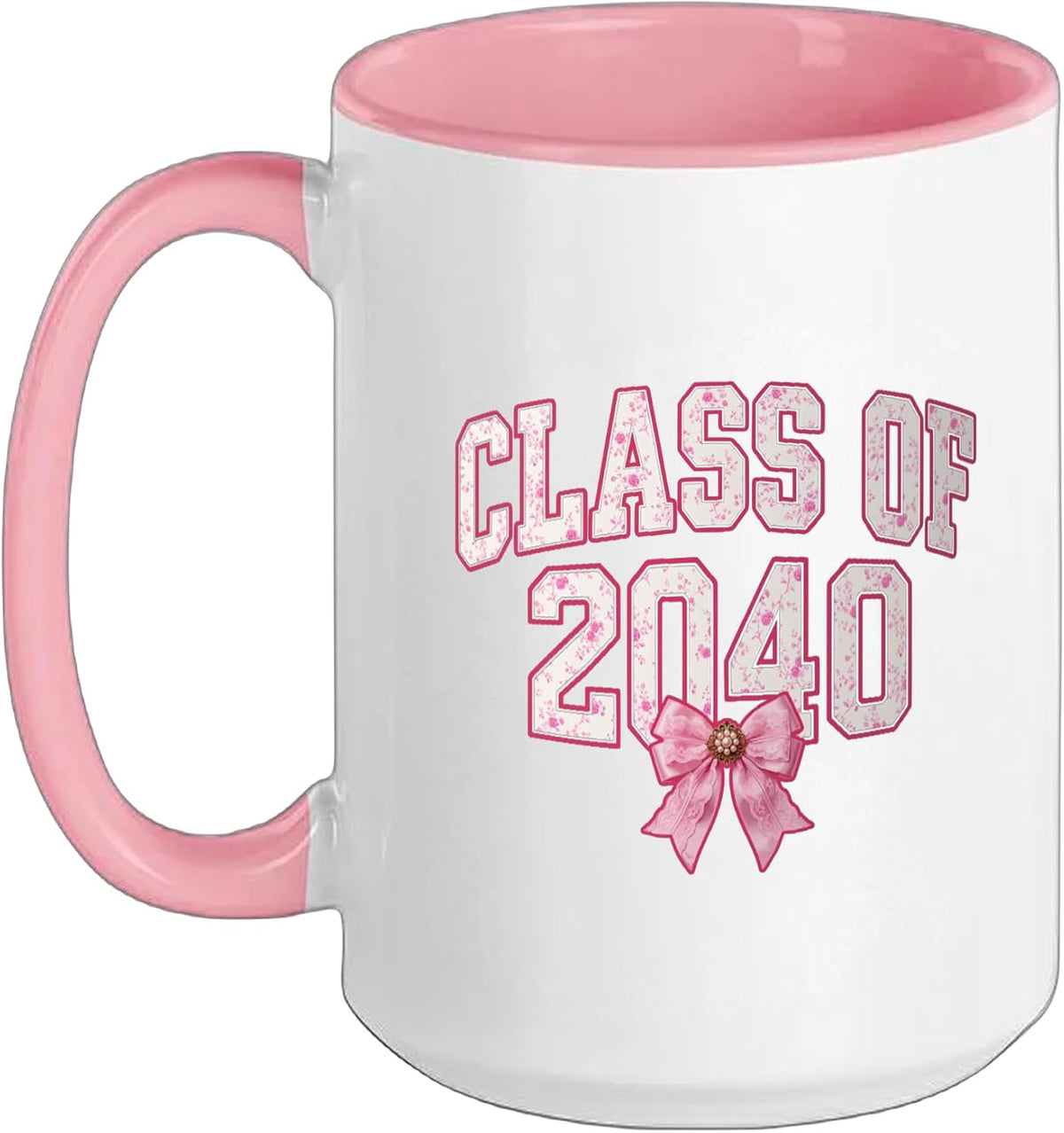 Class Of 2040 Bow Toile Floral School Future Graduate Ceramic Mug