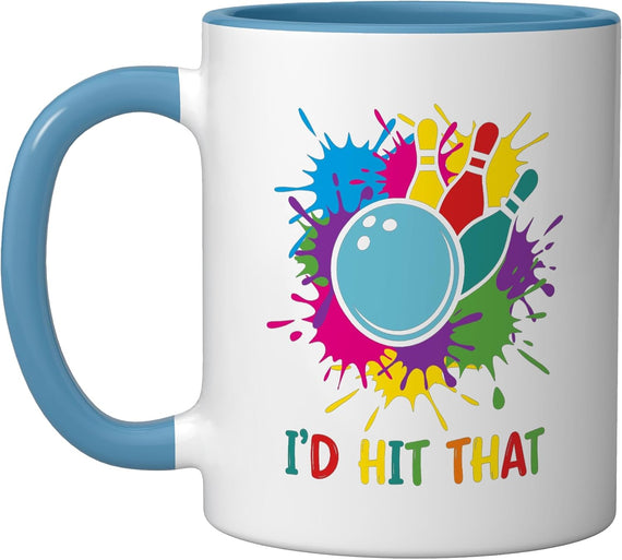 I'd Hit That Bowling Colorful Game Pins, Ball Sport Bowler Ceramic Mug
