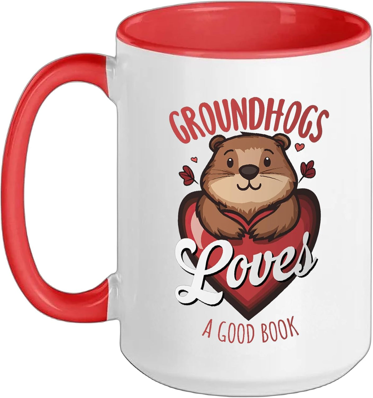 Groundhogs Loves a Good Book Anti Winter Humor Ceramic Mug