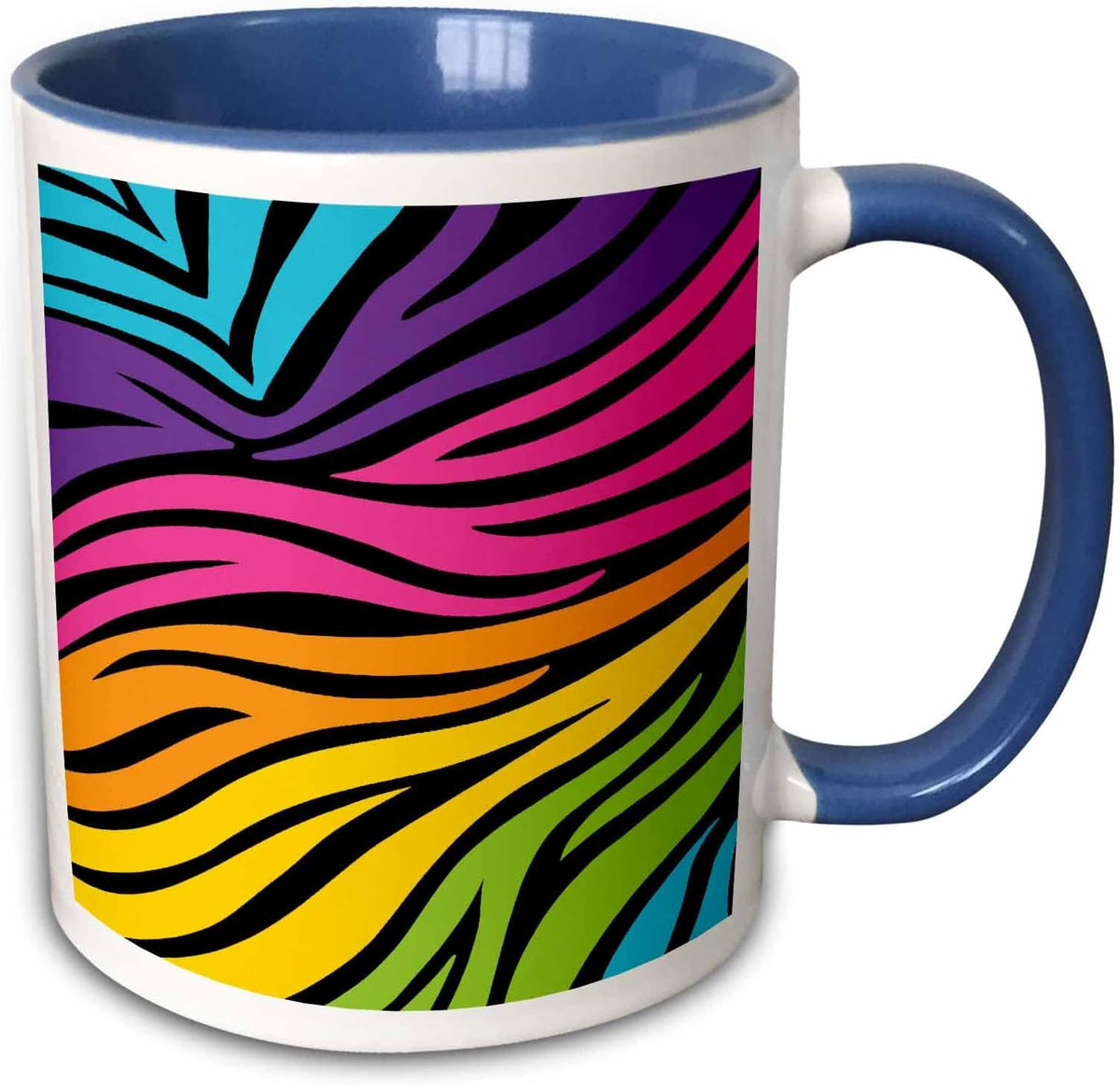 Modern Rainbow Zebra Stripes Animal Print Ceramic Mug