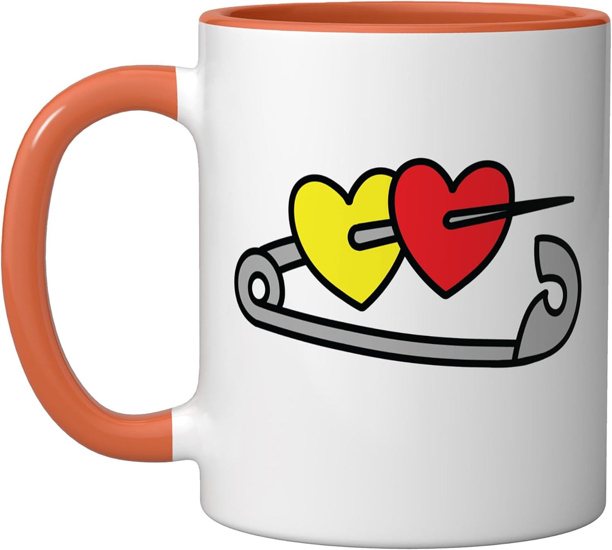 Safety Pin Hearts Traditional Tattoo Art Old School Flash Ceramic Mug