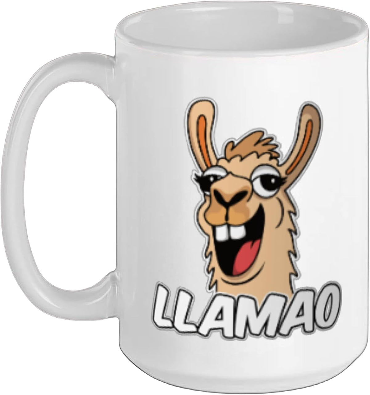 Llamao Funny Llama Pun Joke Laughing Alpaca Design Ceramic Mug