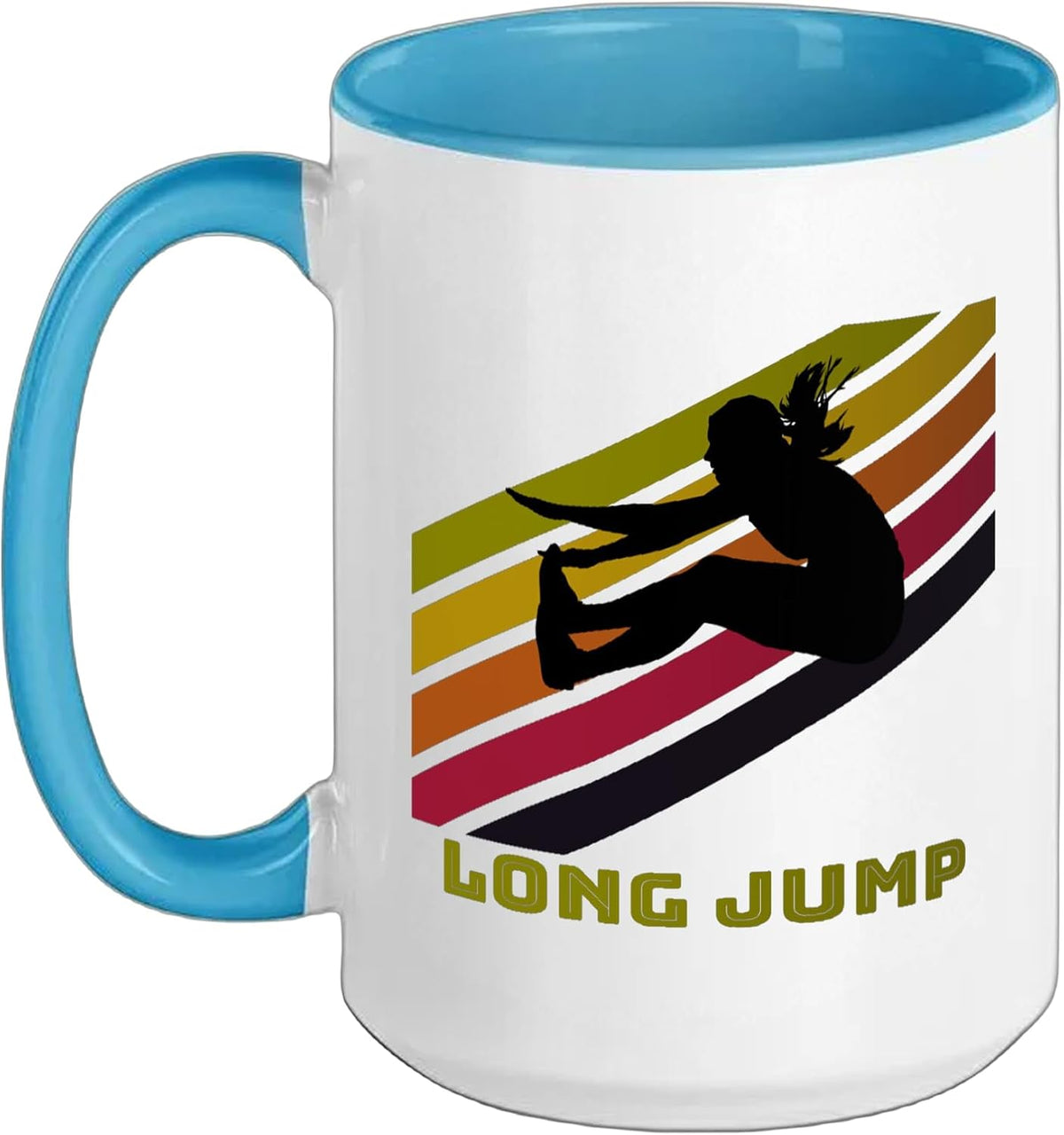 Retro Colors Long Jump - Fun Track And Field Ceramic Mug