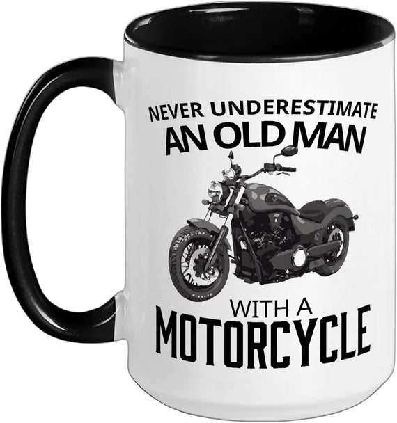 Biker Gift Never Underestimate Old Man Motorcycle Ceramic Mug