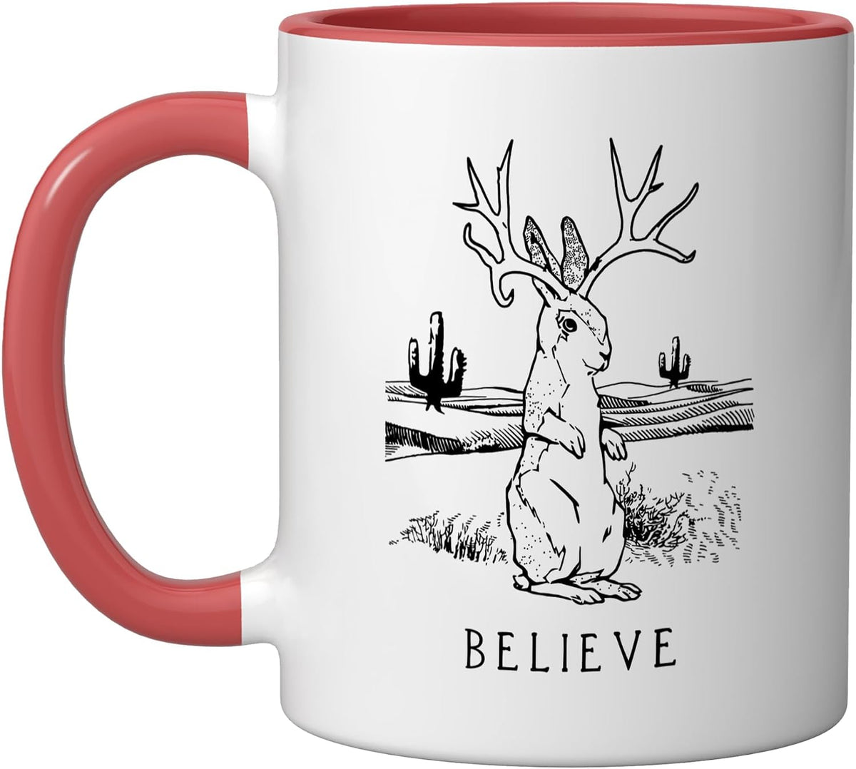 Believe Jackalope Cryptid Rabbit Bunny Ceramic Mug