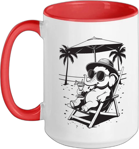 Retro Elephant Stuff, Vintage Style Cartoon Summer Ceramic Mug