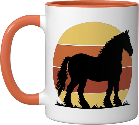 Clydesdale Horse Retro Western Sunset Ceramic Mug