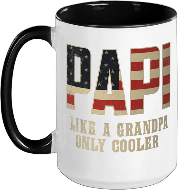 Papi Like A Grandpa Only Cooler Vintage American Flag Ceramic Mug
