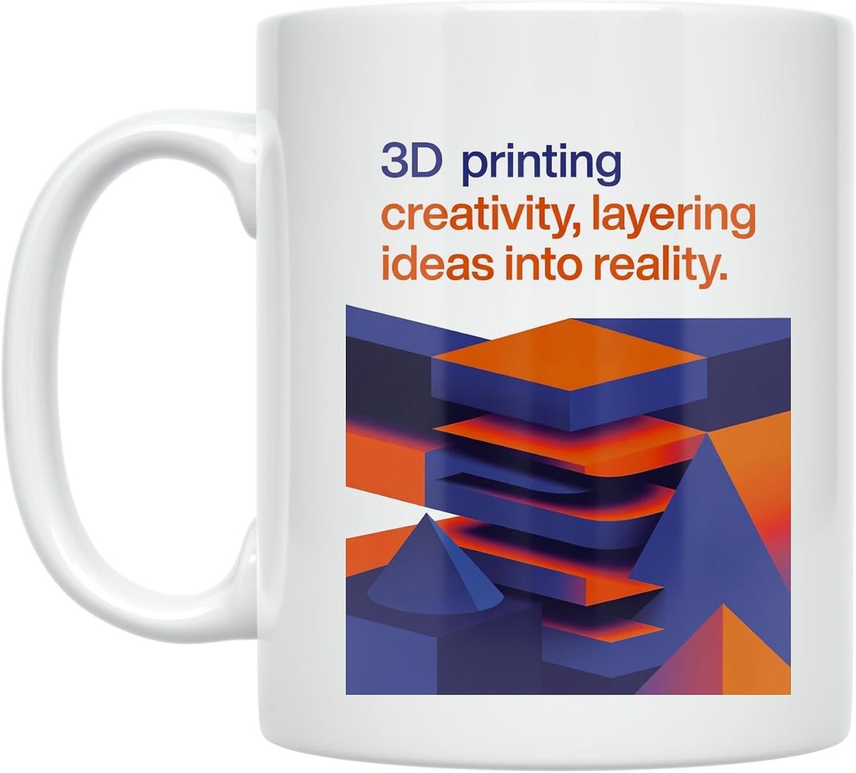 3d Printing Enthusiast - Layered Geometric Shapes Design - Ceramic Mug
