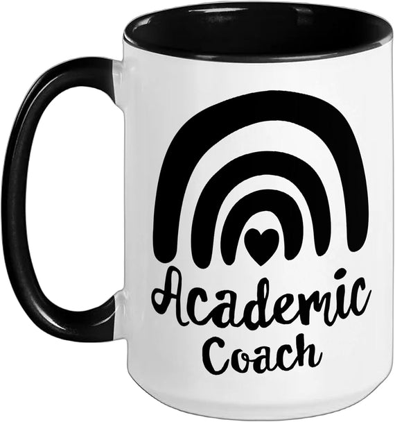 Academic Coach Rainbow Heart Design Ceramic Mug