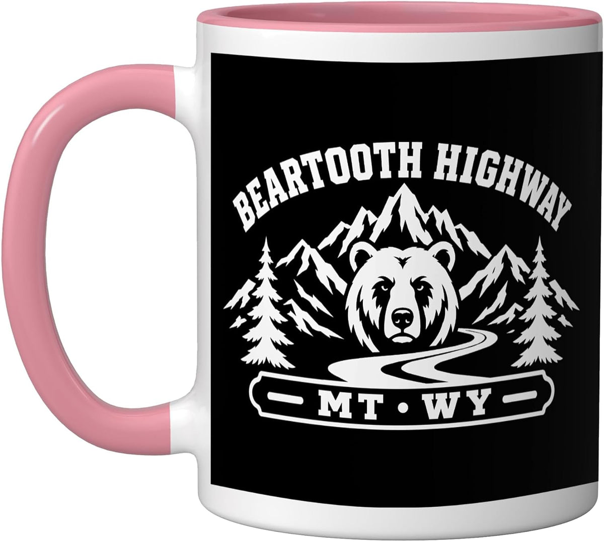 Beartooth Highway Mt Wy Bear With Mountains Art Ceramic Mug