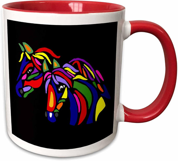 Fun Artistic Colorful Horses Abstract Art Ceramic Mug
