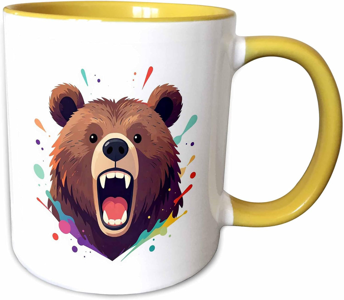 Cool Roaring Grizzly Bear Against Colorful Ceramic Mug