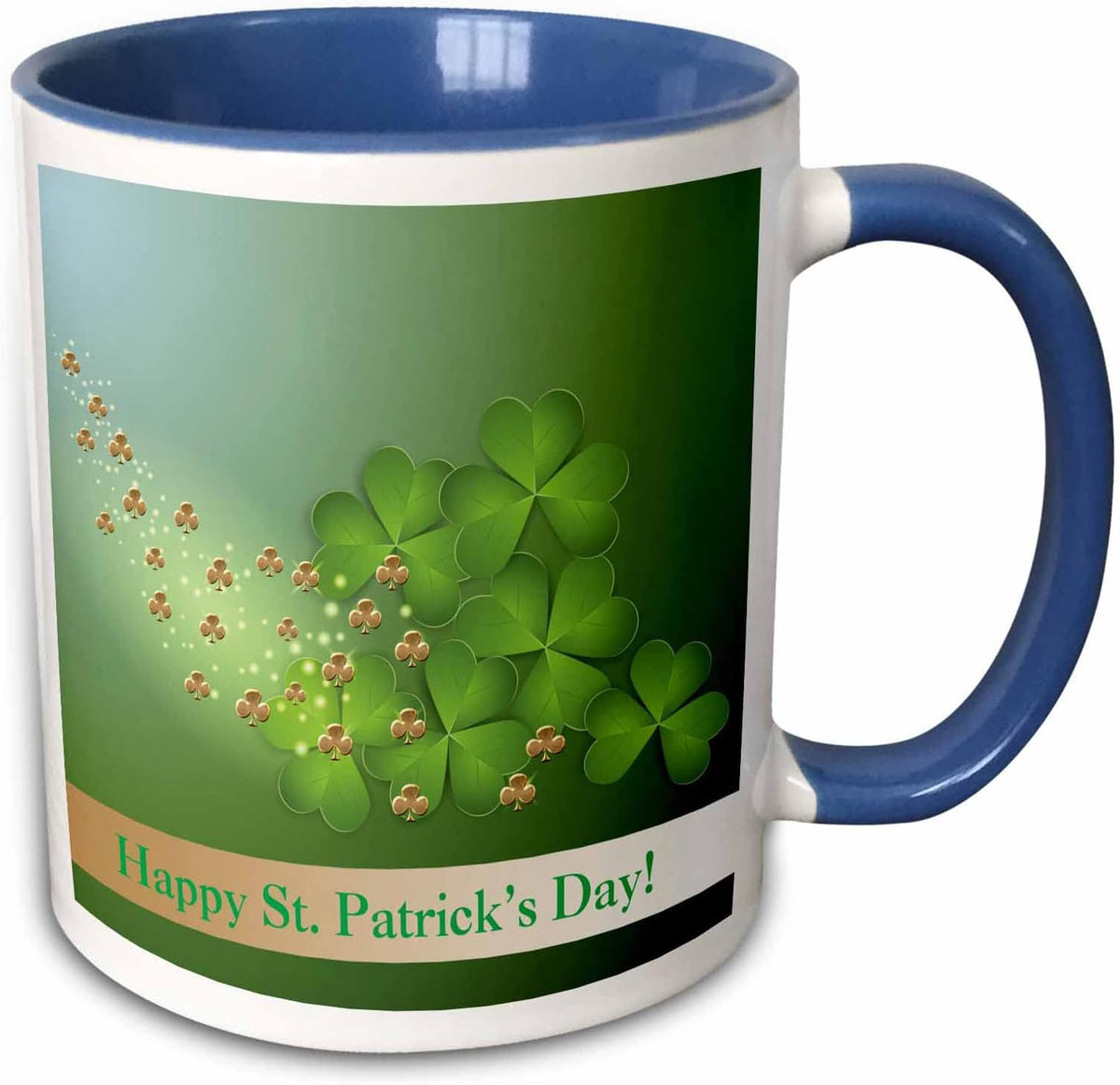 Pretty Green & Gold Shamrocks, Happy St Ceramic Mug