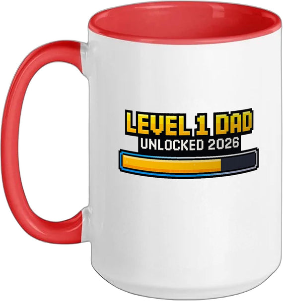 Level 1 Dad Unlocked 2026 Gamer Father Funny Ceramic Mug