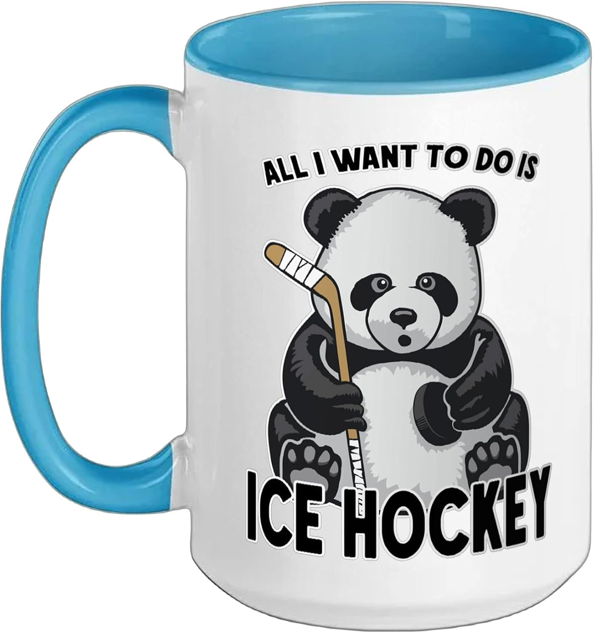 Ice Hockey Panda All I Want To Do Is Cute Bear Player Ceramic Mug