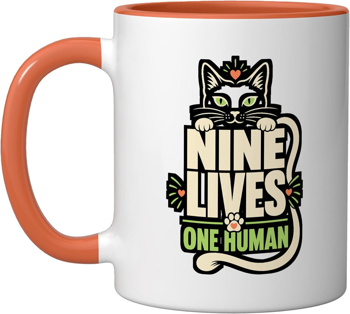 Lives One Human Cat Owner Ceramic Mug