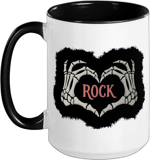 Rock Skeleton Hands Heart Rock'n Roll Punk Goth Ceramic Mug