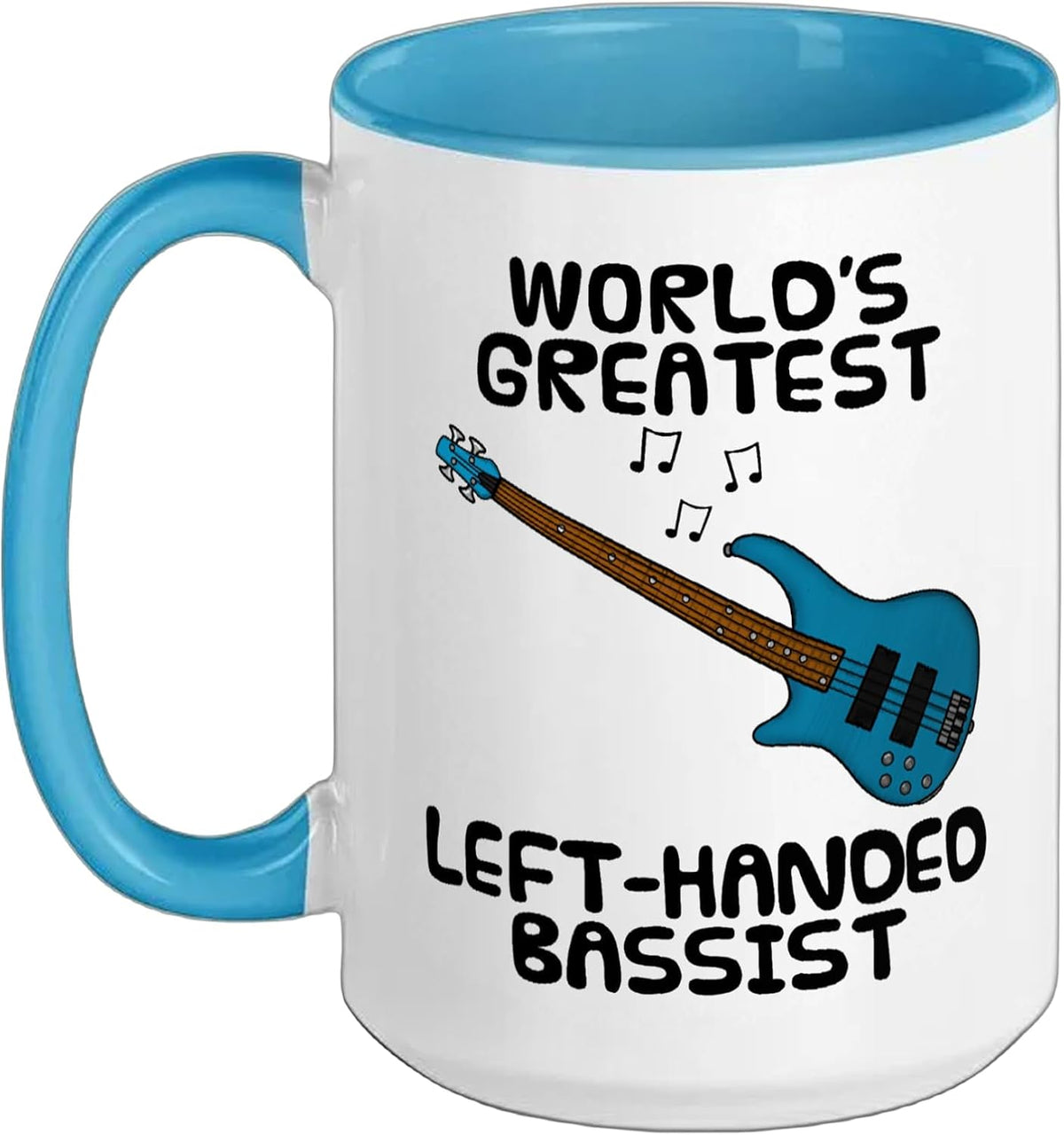 World's Greatest Left Handed Bassist, Bass Guitar Funny Ceramic Mug