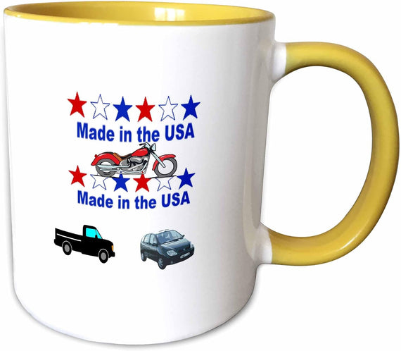 Words Made In Usa & Motorcycle Car Ceramic Mug