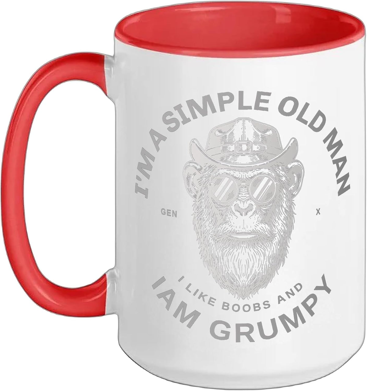 Simple Old Man Gen X Grumpy Monkey Boobs Funny Ceramic Mug