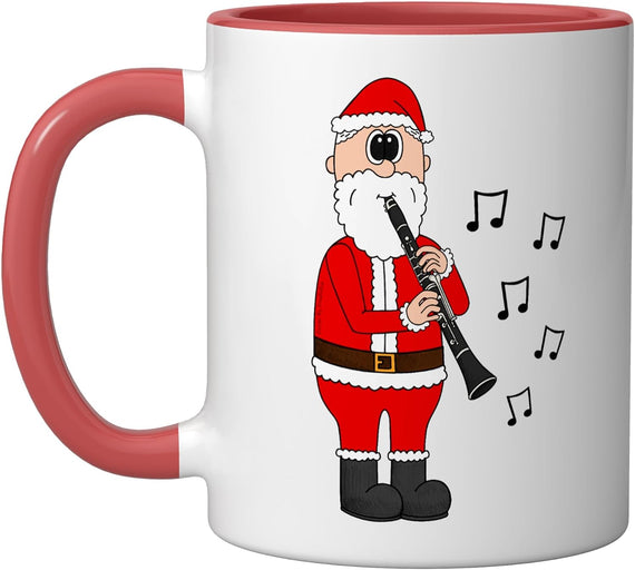 Santa Playing Clarinet, Christmas Clarinetist Musician Ceramic Mug