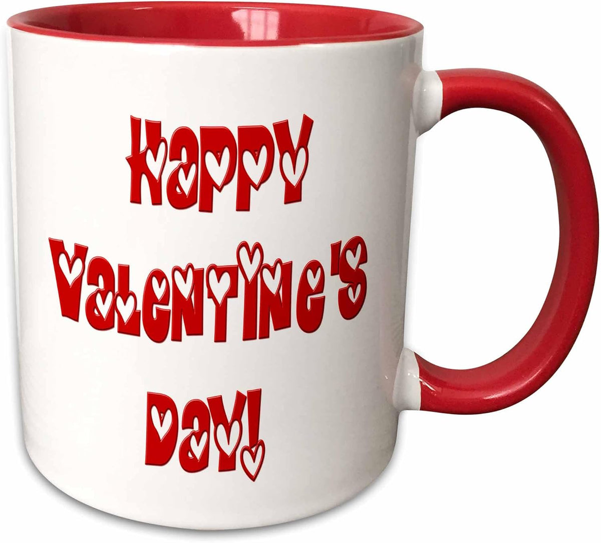 Happy Valentines Day Hearts Inside Text Ceramic Mug